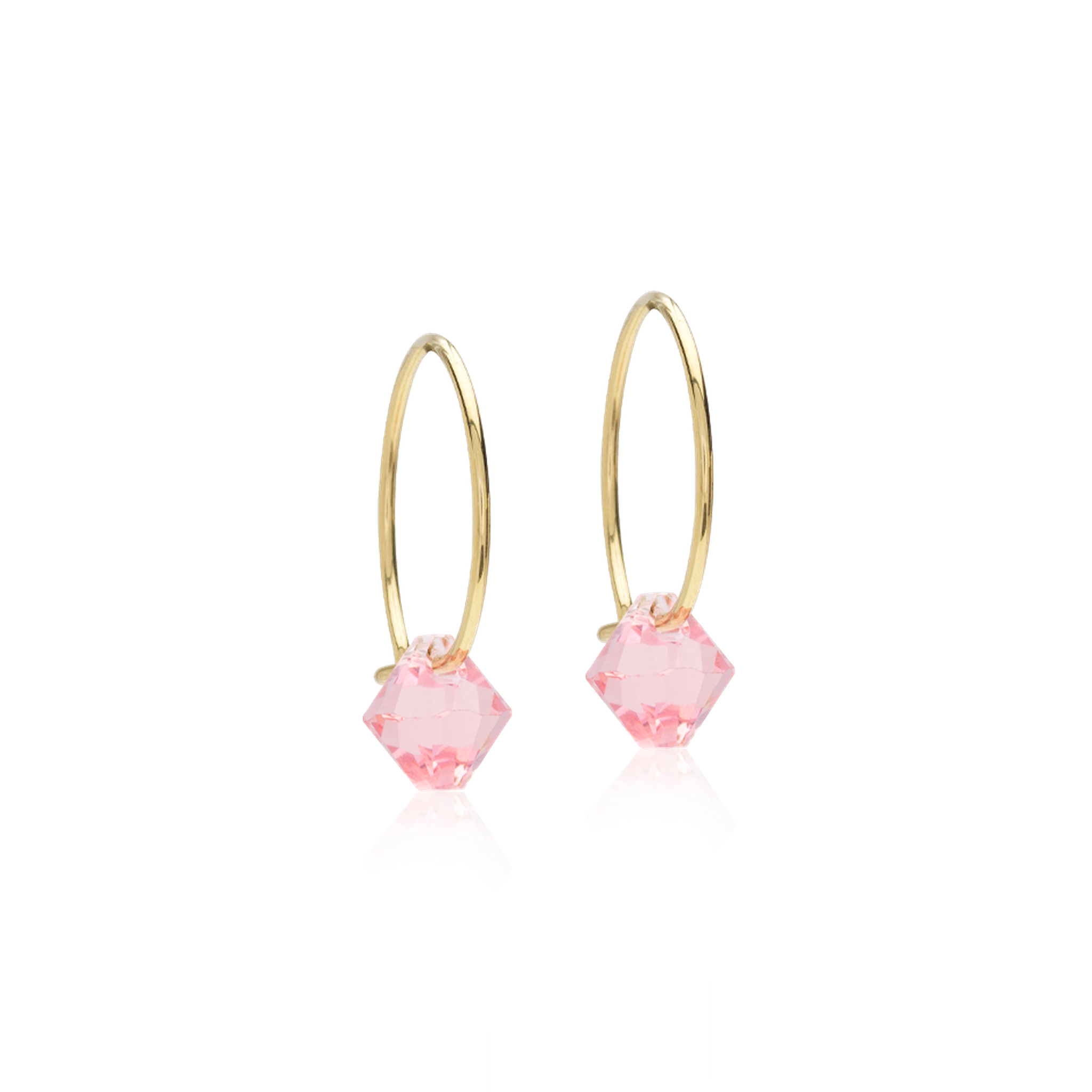 GT Ear Ring 14 mm, Bicone 6 mm, Light Rose