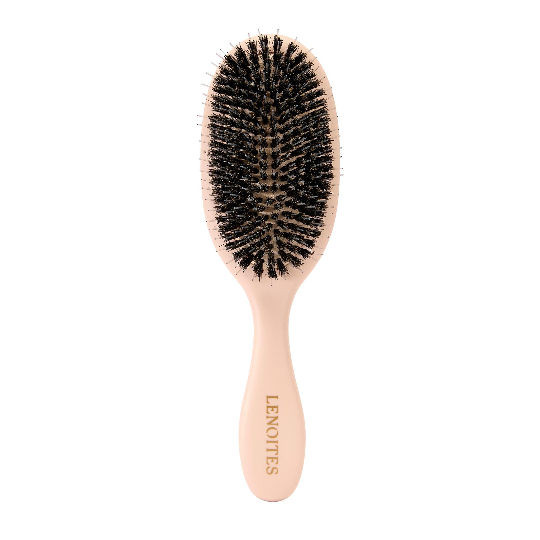 Wild Boar Hair Brush With Cleaning Tool, Blush