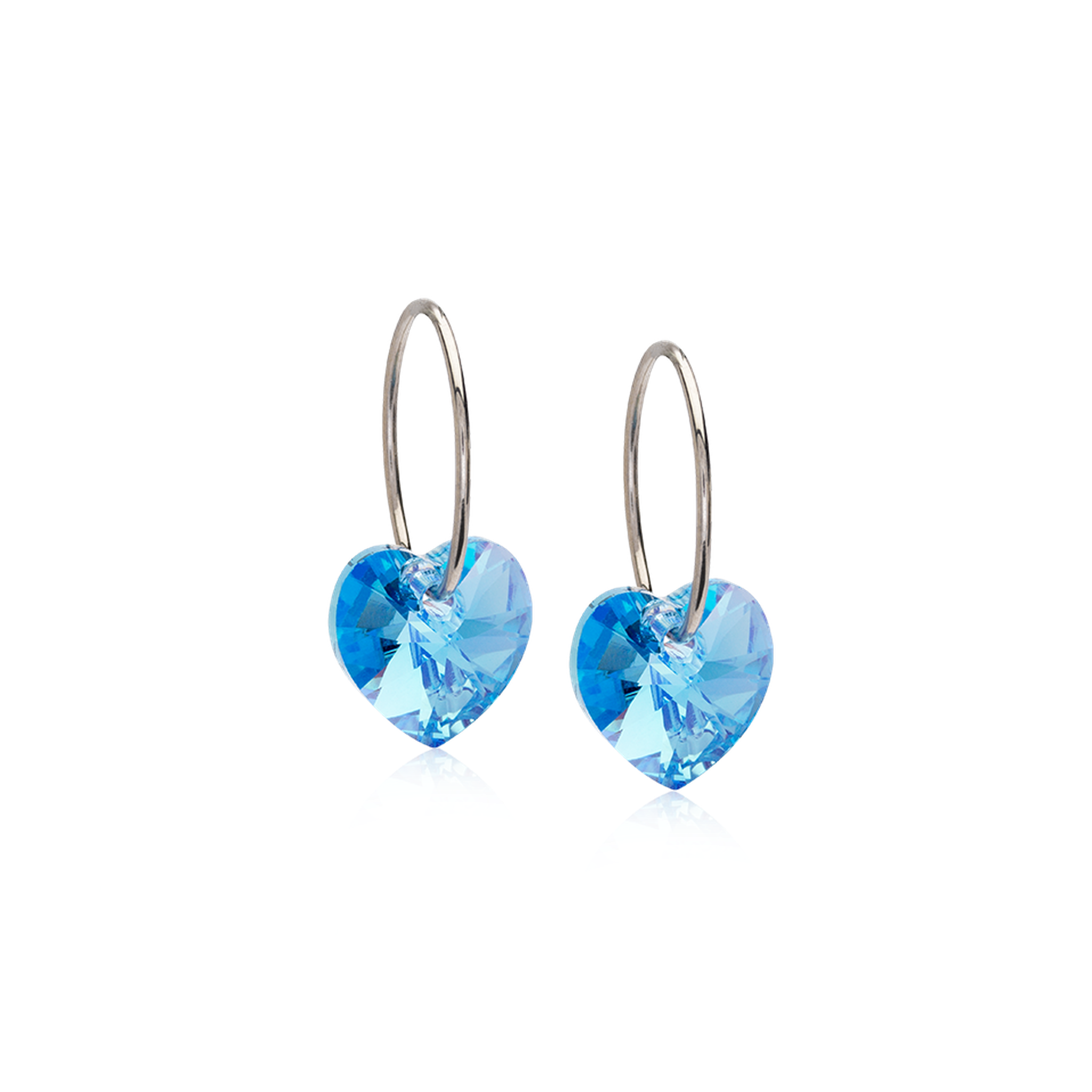 NT Ear Ring 14 mm, Heart 10 mm, Aquamarine