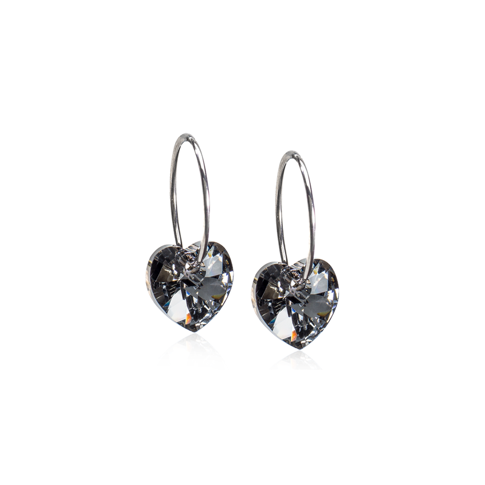 NT Ear Ring 14 mm, Heart 10 mm, Black diamond