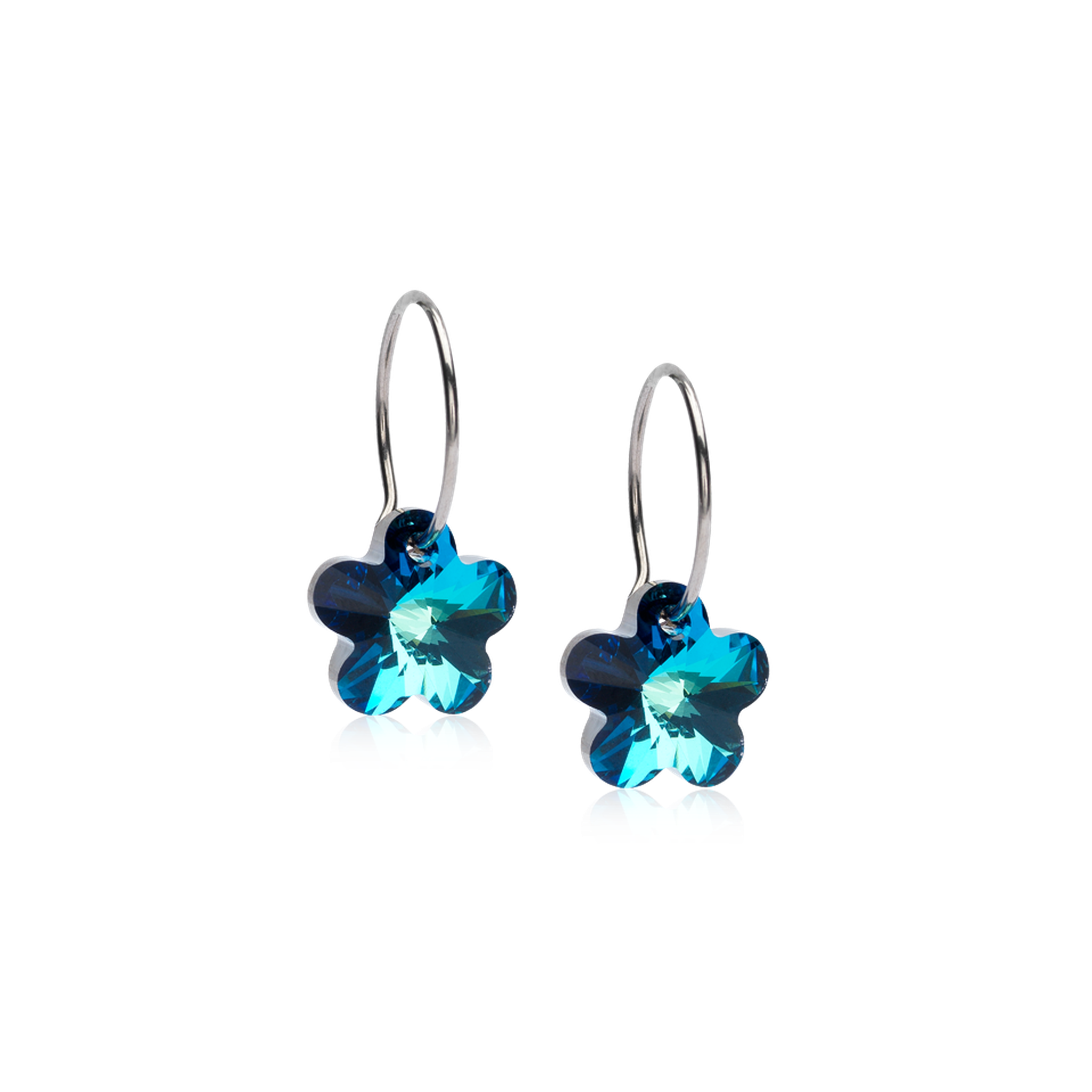 NT Ear Ring 14 mm, Flower 12 mm, Turquoise