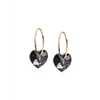 GT Ear Ring 14 mm, Heart 10 mm, Black Diamond