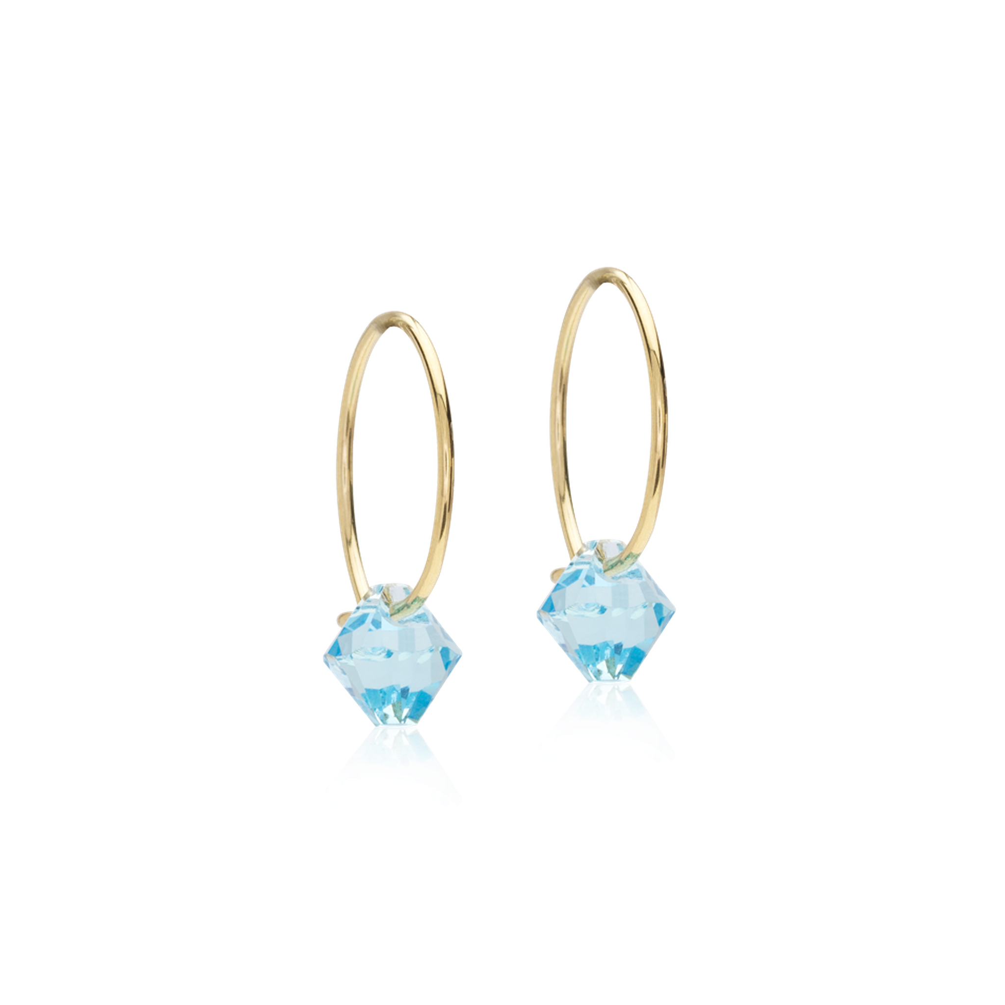 GT Ear Ring 14 mm, Bicone 6 mm, Aquamarine